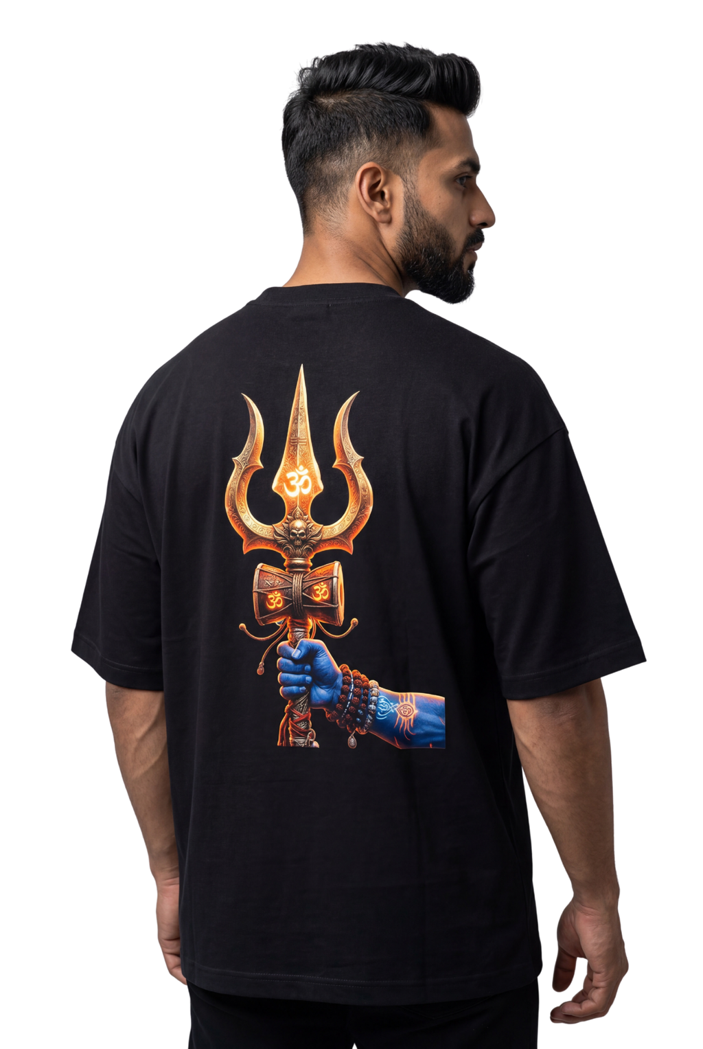 Bholenath Trishul Black Print T-Shirt | Om Namah Shivaya Mahadev Shiva Trishul Devotional Tee