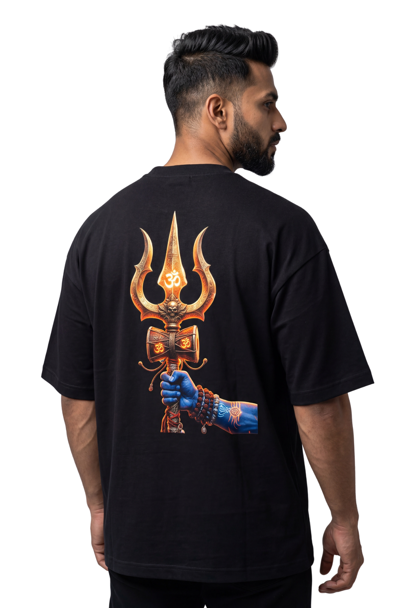 Bholenath Trishul Black Print T-Shirt | Om Namah Shivaya Mahadev Shiva Trishul Devotional Tee