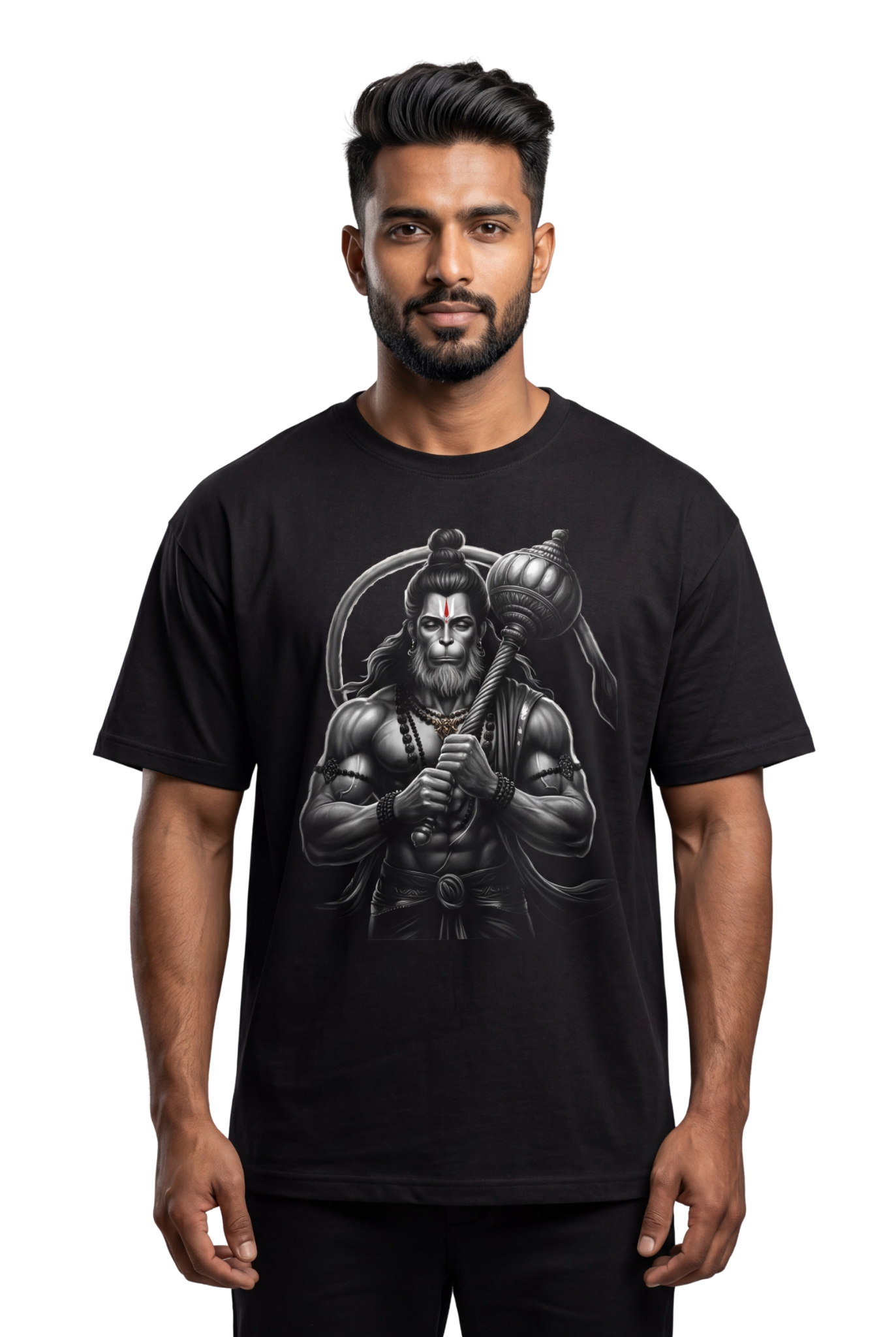 Bajrangi Bali Hanuman Front Print T-Shirt (Multi-Color) | Jai Bajrang Bali Devotional Tee