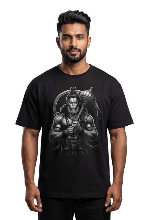 Bajrangi Bali Hanuman Front Print T-Shirt (Multi-Color) | Jai Bajrang Bali Devotional Tee
