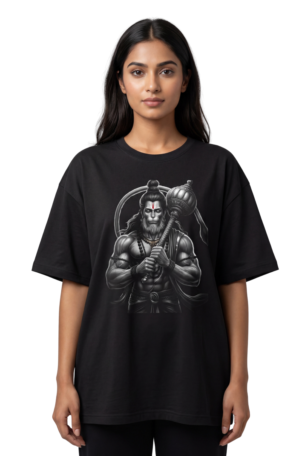 Bajrangi Bali Hanuman Front Print T-Shirt | Jai Shree Ram Devotional Tee