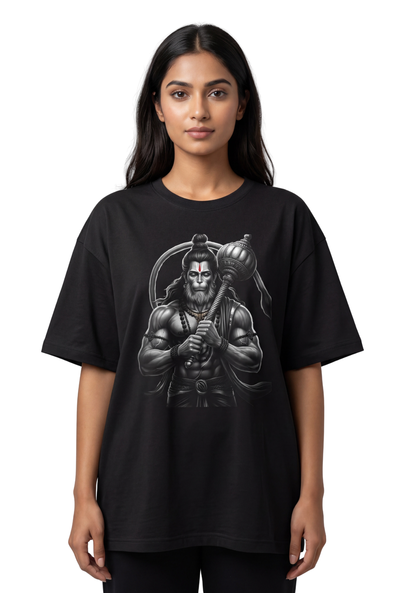 Bajrangi Bali Hanuman Front Print T-Shirt | Jai Shree Ram Devotional Tee