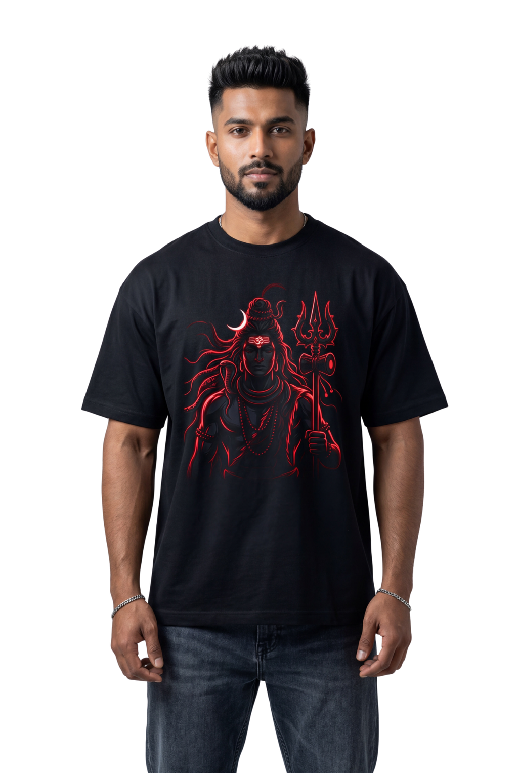 Bholenath Front Print T-Shirt Black | Om Namah Shivaya Mahadev Shiva Devotional Tee