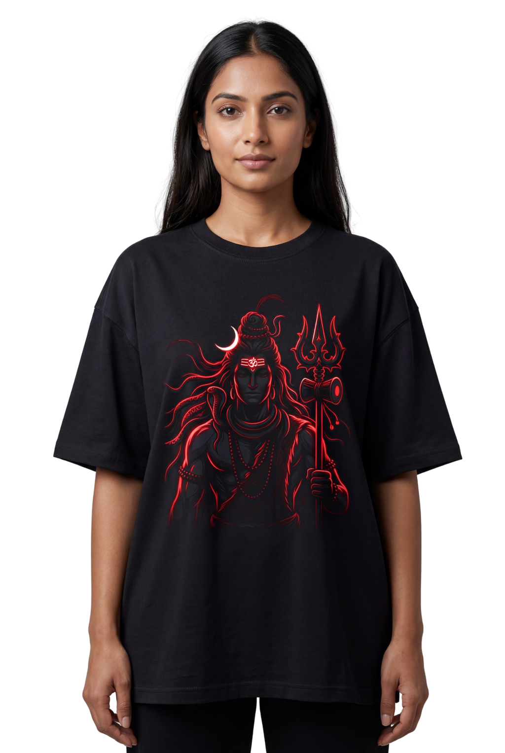 Bholenath Front Print T-Shirt Black | Om Namah Shivaya Mahadev Shiva Devotional Tee