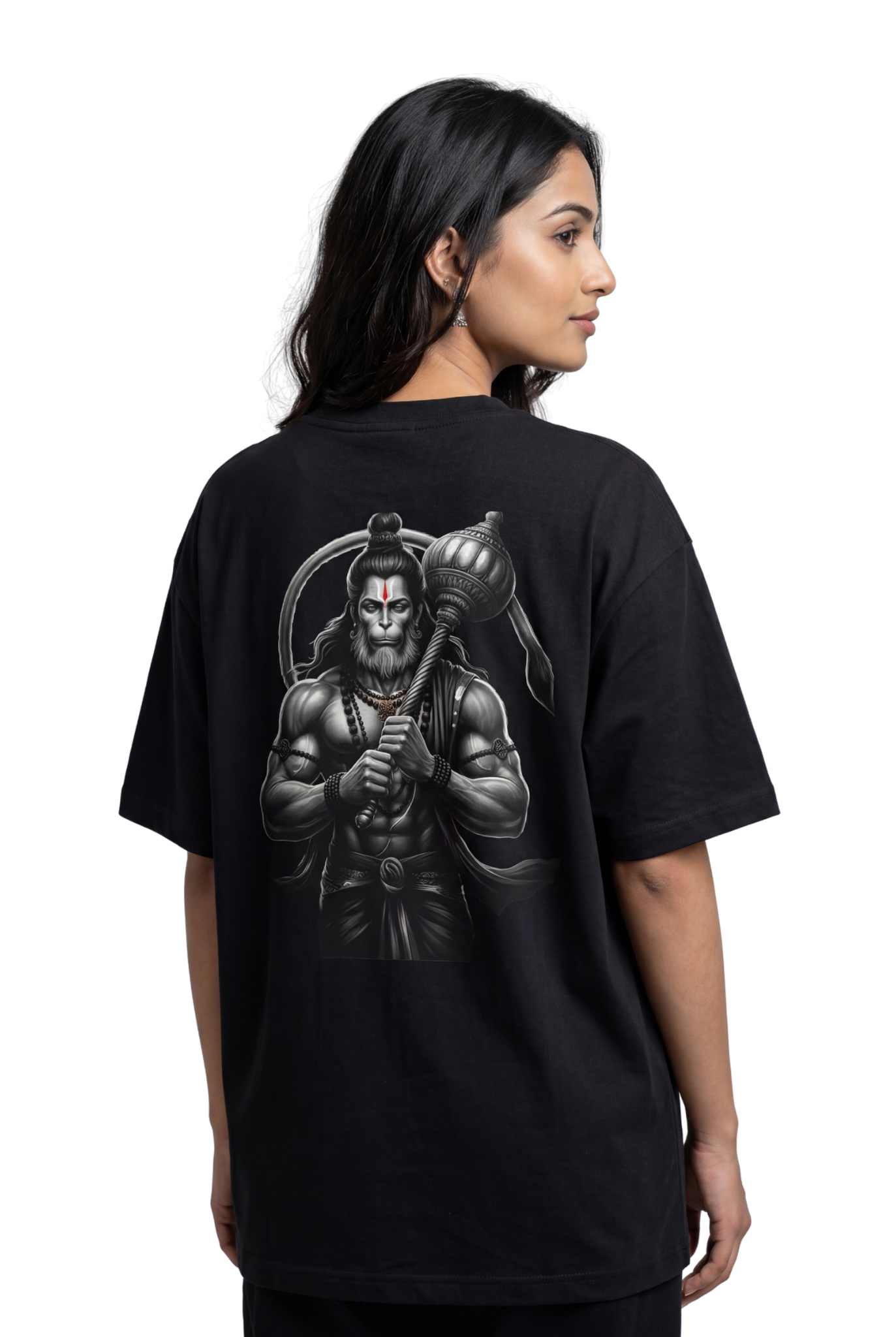 Bajrangi Bali Hanuman Black Print T-Shirt (Multi-Color) | Jai Bajrang Bali Devotional Tee