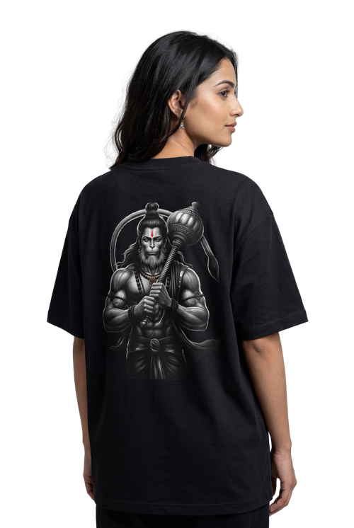 Bajrangi Bali Hanuman Black Print T-Shirt (Multi-Color) | Jai Bajrang Bali Devotional Tee