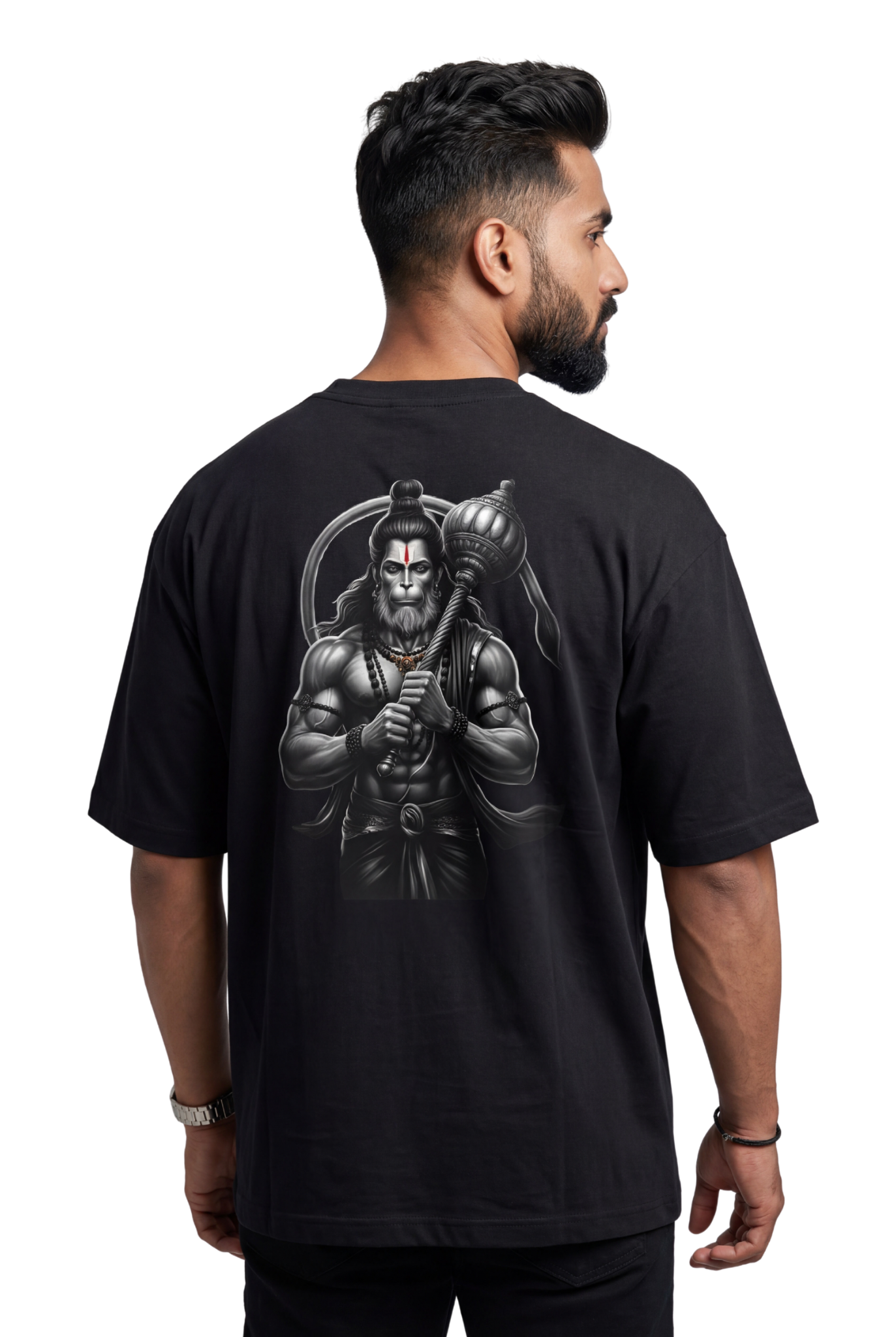 Bajrangi Bali Hanuman Black Print T-Shirt | Jai Shree Ram Devotional Tee