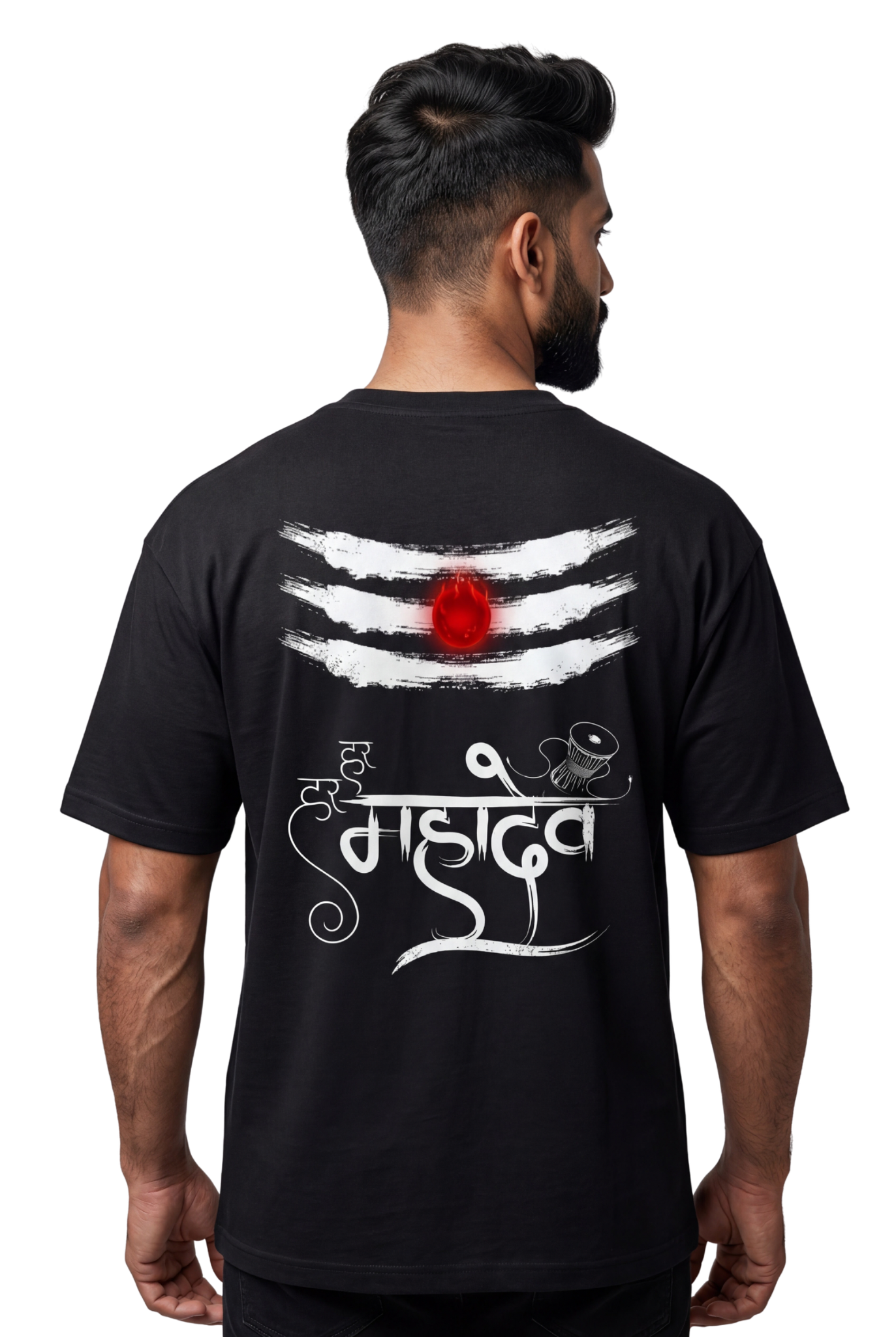 Bholenath Back Print T-Shirt Black | Om Namah Shivaya Mahadev Devotional Tee