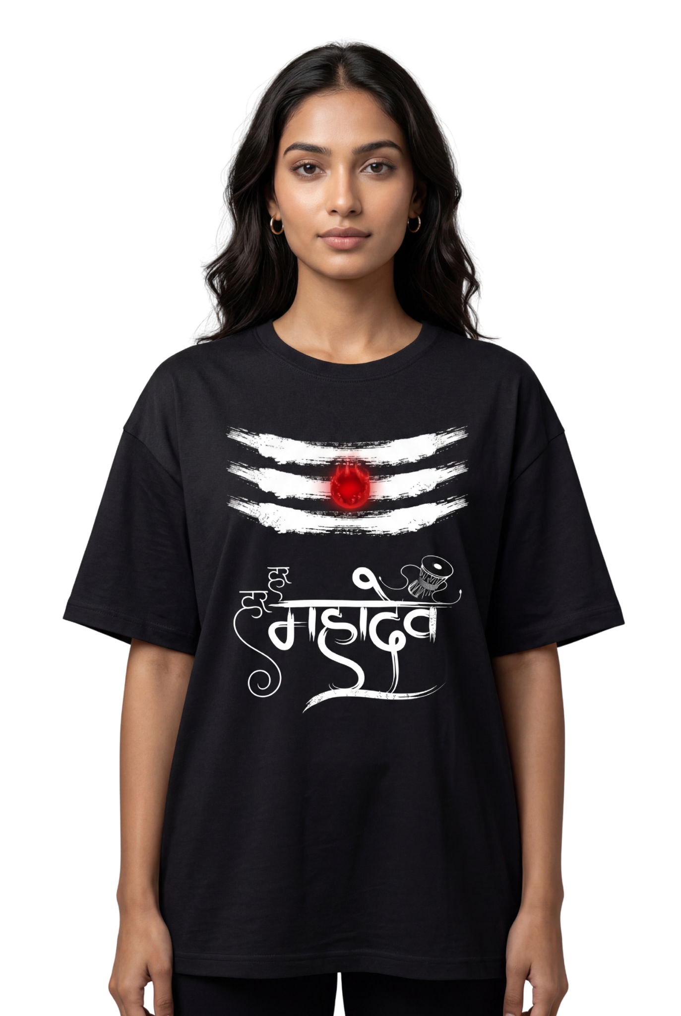 Bholenath Front Print T-Shirt Black | Om Namah Shivaya Mahadev Devotional Tee