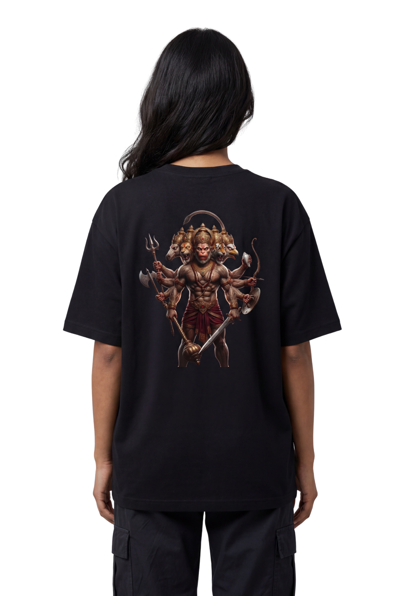 Panchamukhi Hanuman Back Print T-Shirt (Multi-Color) | Jai Shree Ram Devotional Hanuman Tee