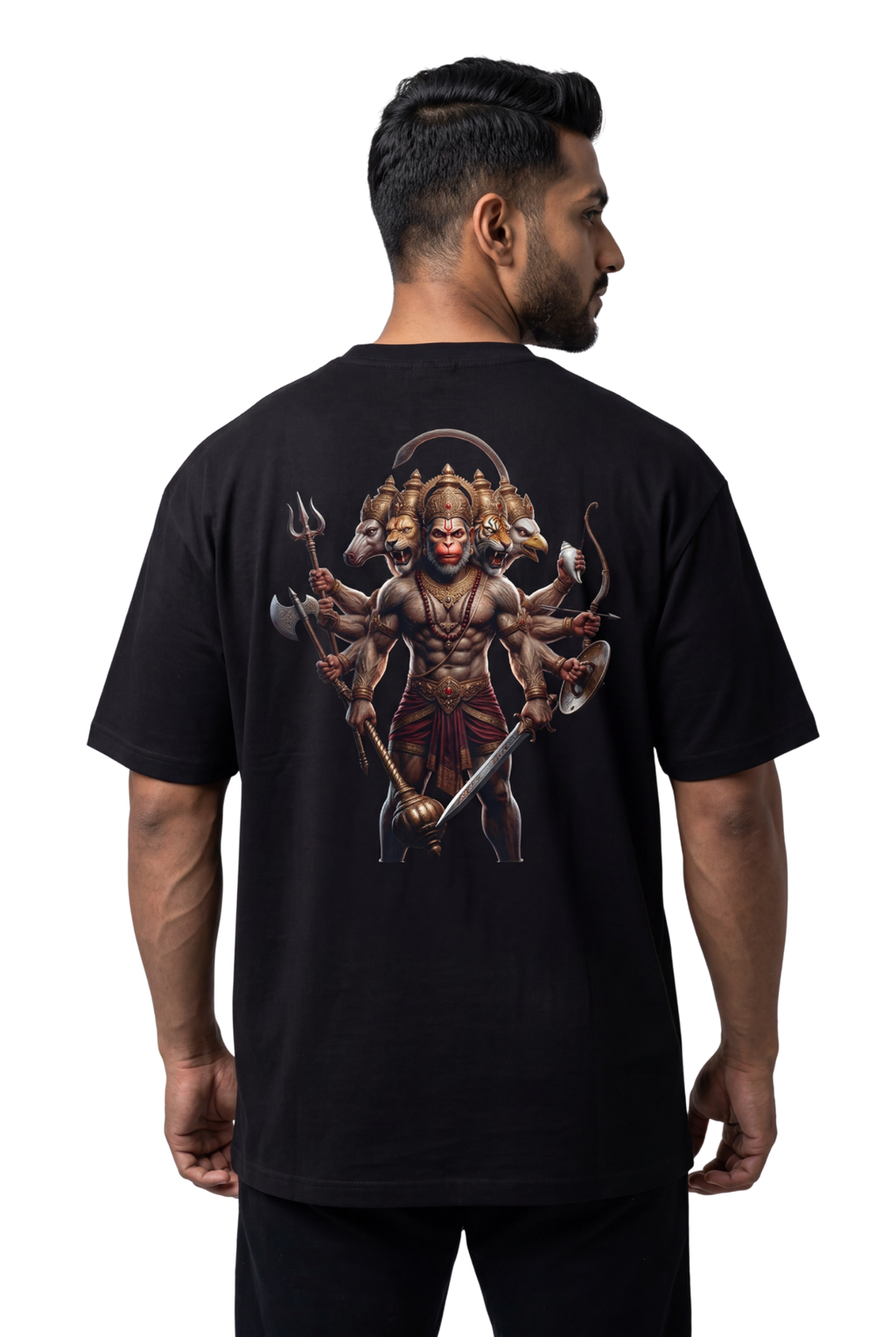 Panchamukhi Hanuman T-Shirt – Multi-Color Jai Shree Ram Tee (Back Print)