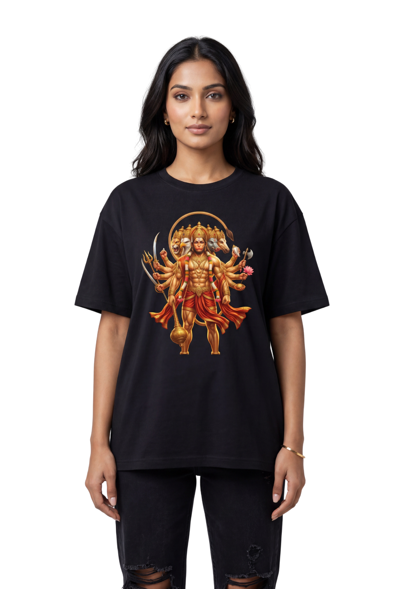 Panchamukhi Hanuman T-Shirt – Jai Shree Ram Devotional Tee (Front Print)