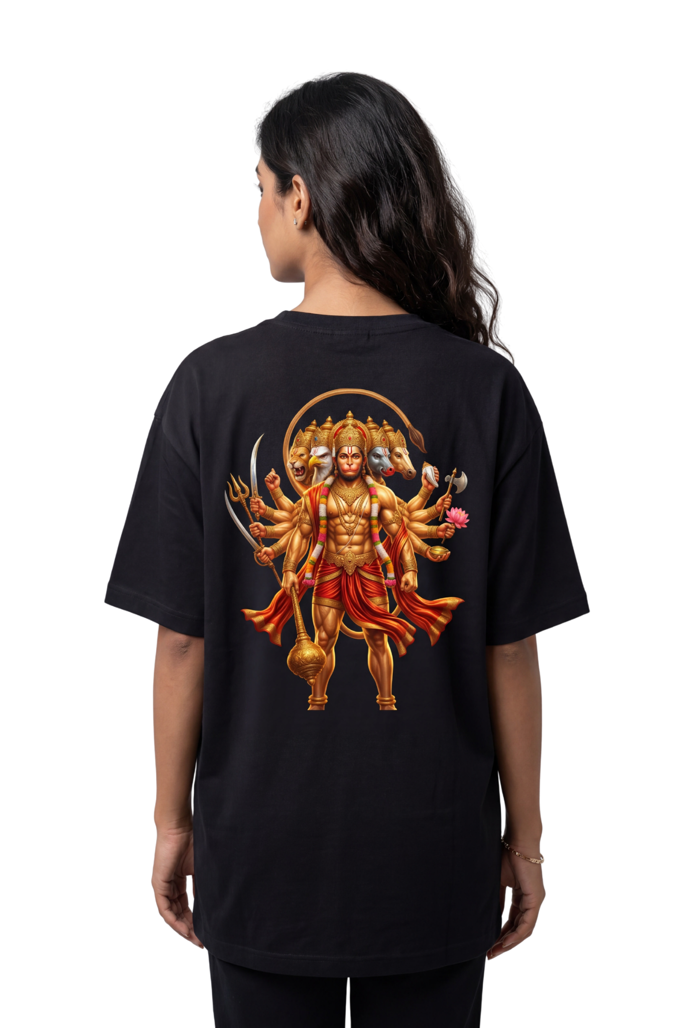 Panchamukhi Hanuman Graphic Tee Back Print | Jai Shree Ram Devotional Hanuman T-Shirt