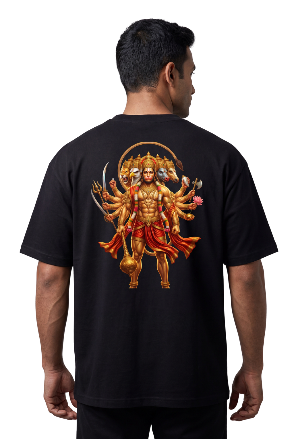 Panchamukhi Hanuman T-Shirt – Jai Shree Ram Devotional Tee (Back Print)