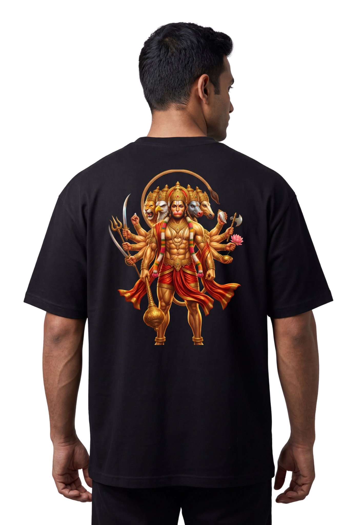 Panchamukhi Hanuman T-Shirt – Jai Shree Ram Devotional Tee (Back Print)