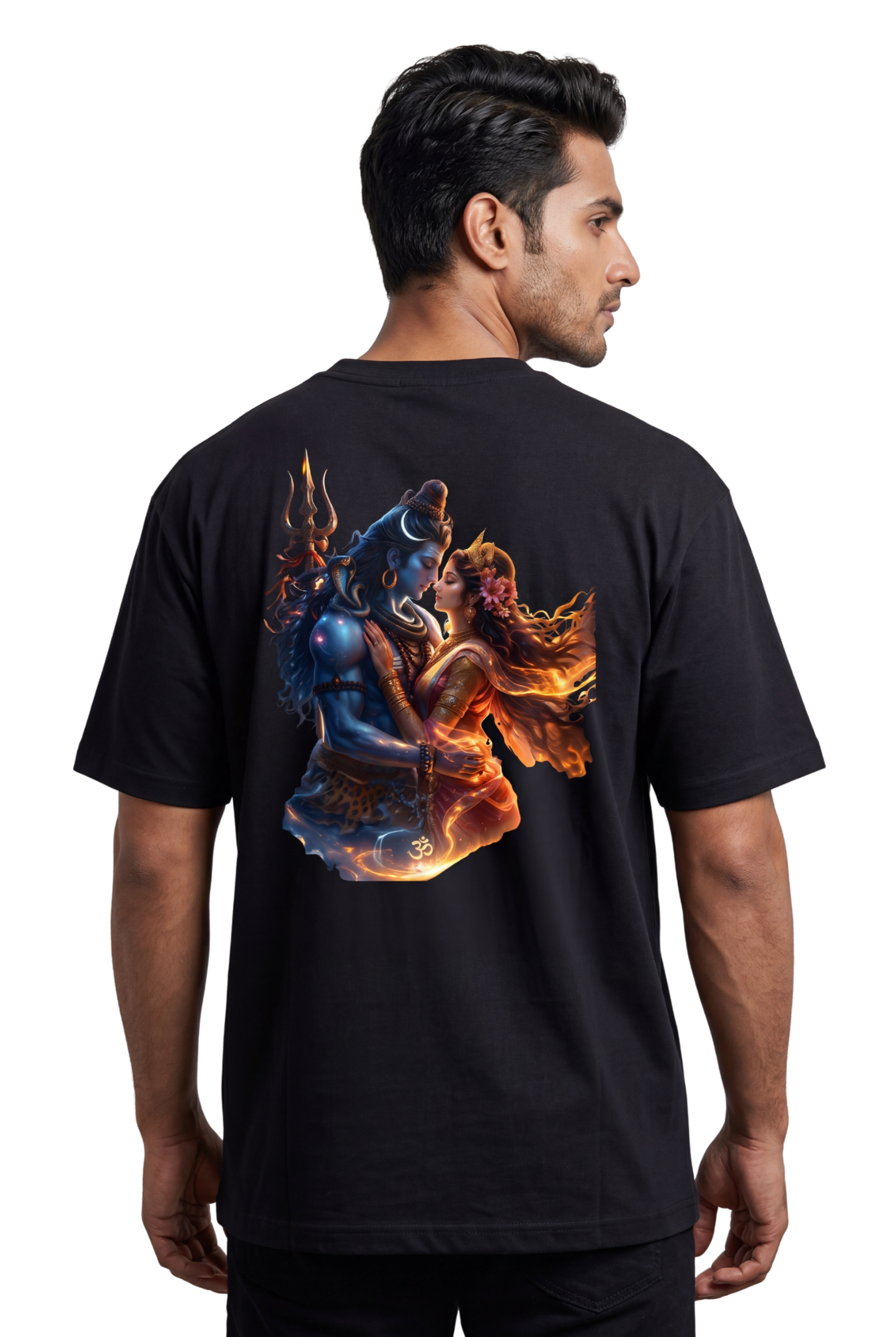 Shiv Parvati Back Print T-Shirt | Lord Shiva and Goddess Parvati Devotional Tee