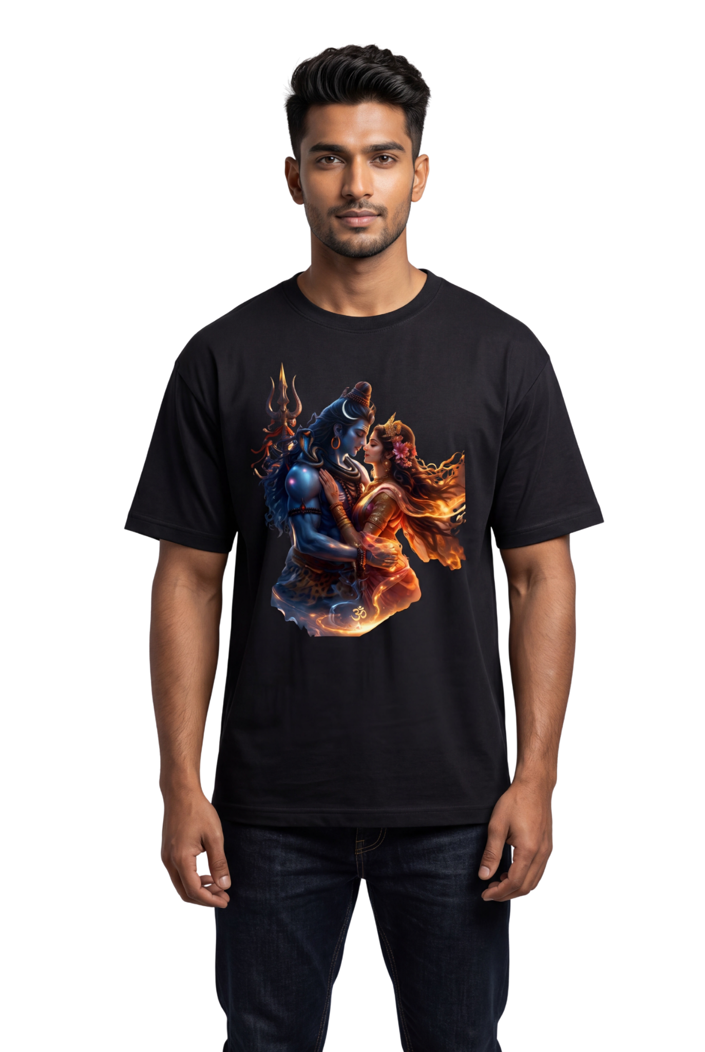 Shiv Parvati Front Print T-Shirt | Lord Shiva and Goddess Parvati Devotional Tee